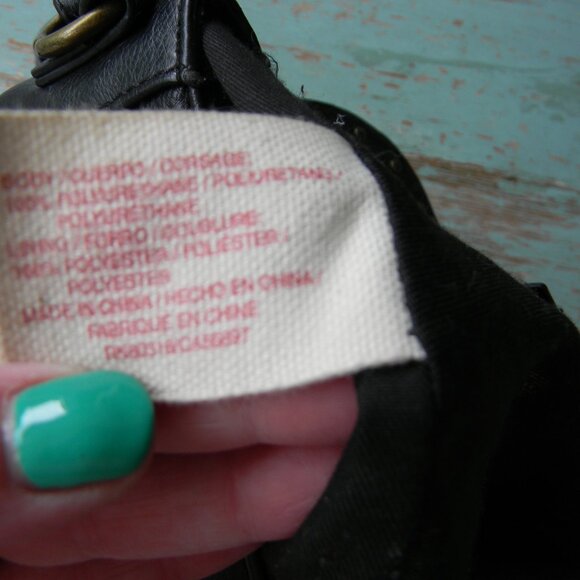 LUCKY BRAND BLACK BRAID GROMMET DETAIL BOHO SMALL CROSSBODY BAG VEGAN LEATHER - Picture 10 of 10